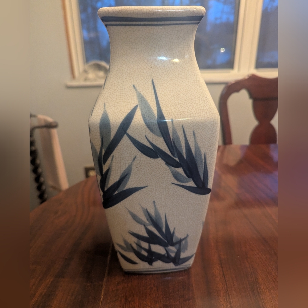 Vintage Blue and White Porcelain Bamboo Vases China - Picture 2 of 6